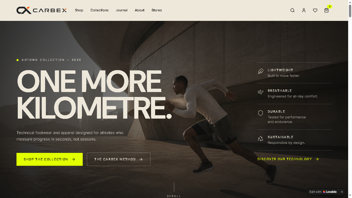 CARBEX homepage hero